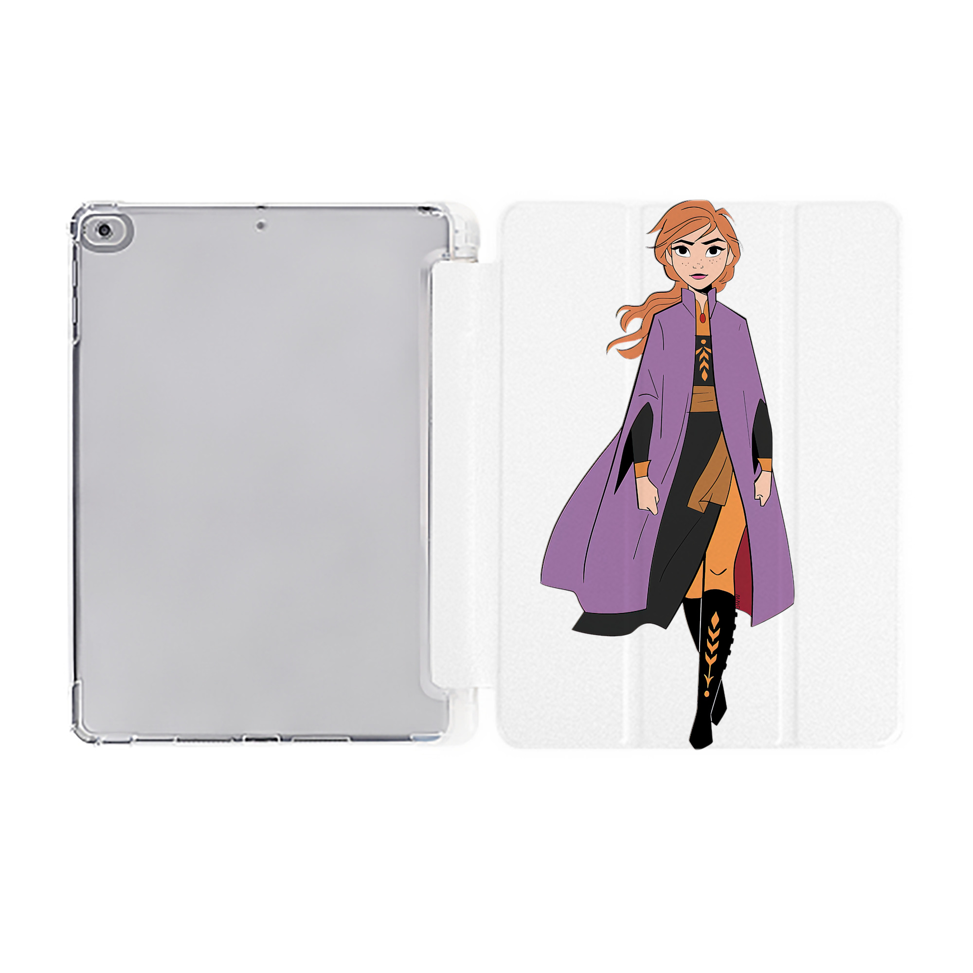 （画像用） アナと雪の女王 アンナ エルサ Frozen Anna Elsa IPad ケース ペン収納付き 三つ折りスタンド PUレザー×シリコン 対応機種9.5/10.5/10.9インチ